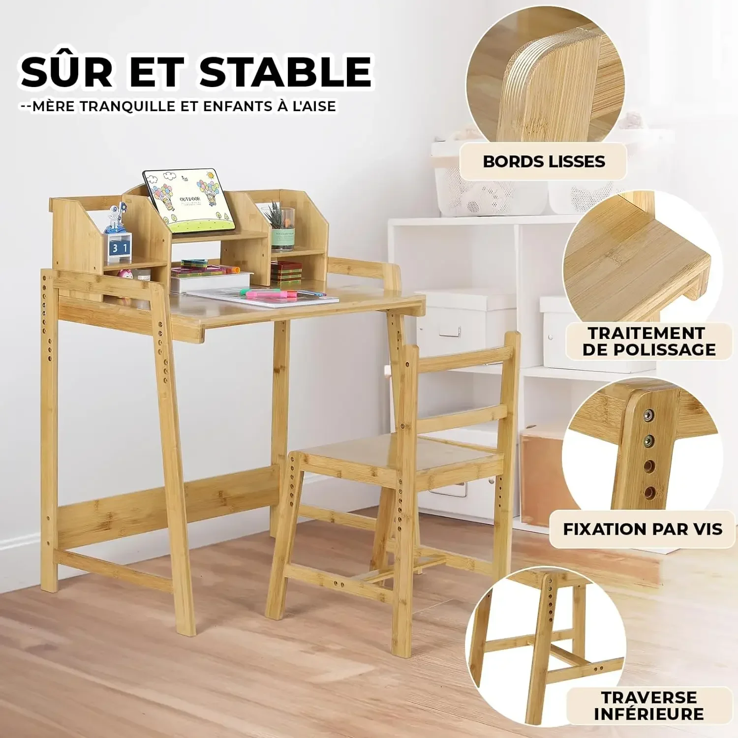 Mesa infantil com cadeira e estante, mesa de trabalho, mesa de aprendizagem para crianças, mesa de estudo e cadeira