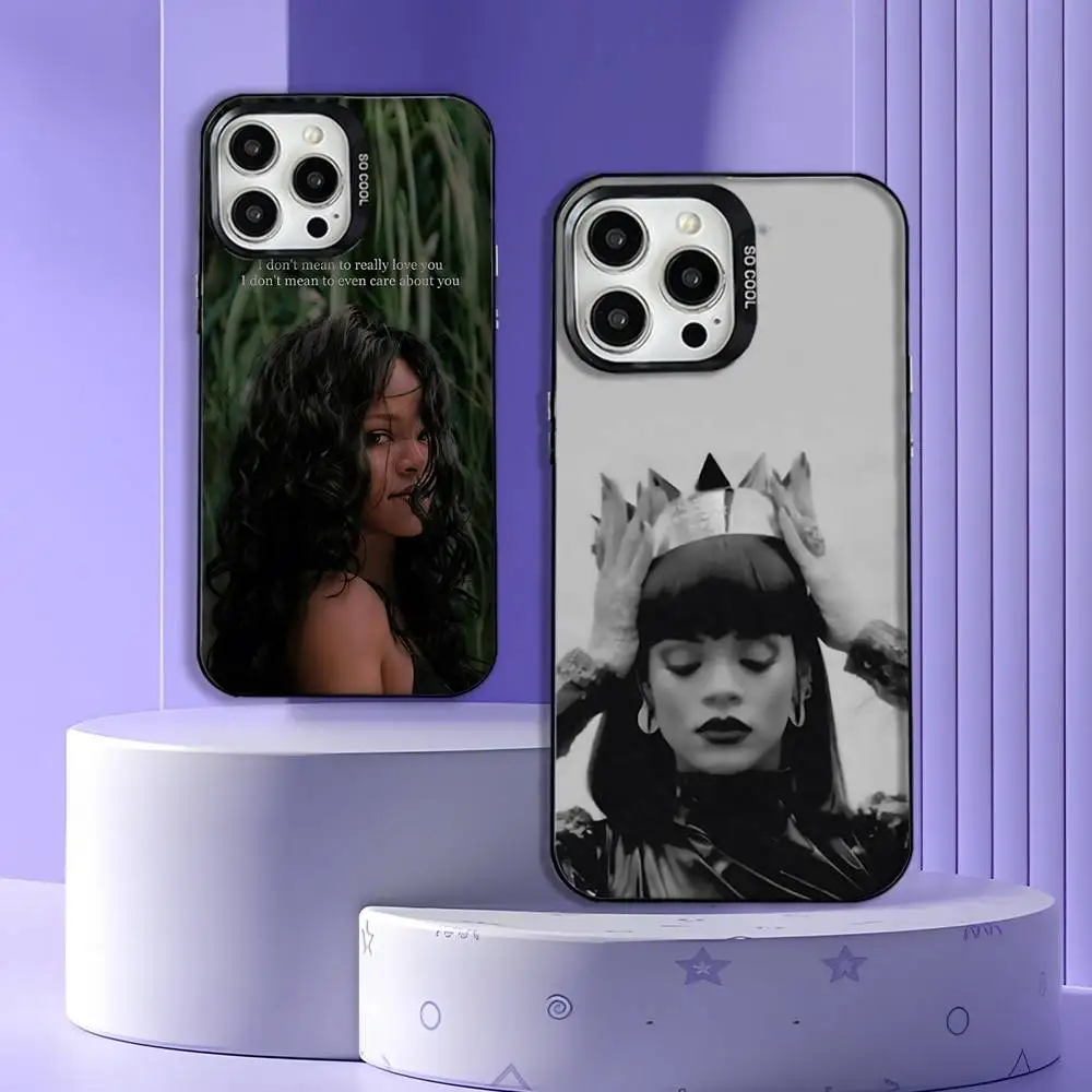 

R-Rihanna Popular Singer Star Phone Case For iPhone 16,15,14,13,12,11,Mini,Pro,SE,MAX Black Matte Shockproof Cover
