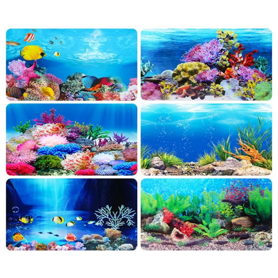 Background Aquarium 3D Sticker Poster Decoration Fish Tank Ocean Plants Double-sided Landscape Aquarium Ornament Accessories