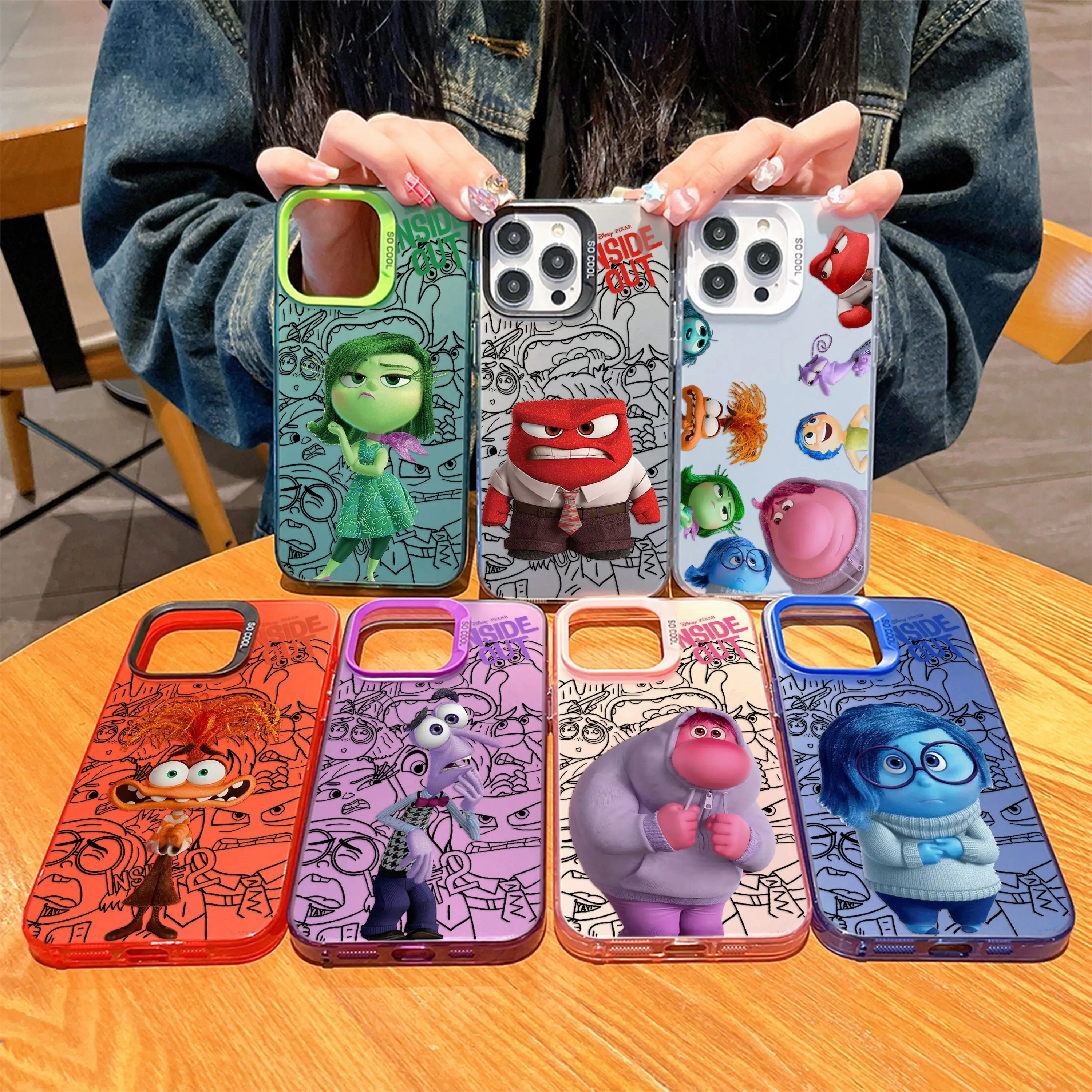 New Cute Insides Out 2 Hot Phone Case For iPhone 16 15 14 13 12 11 Pro Max X XR XSMAX 8 7 Plus Candy Matte Shockproof Back Cover