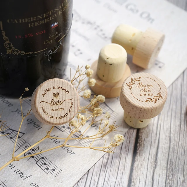 Custom 10/50/100pcs Wine Cork Stoppers Wedding Party Thank You Favors for Guest Engraved Wooden Bottle Cork Stopper 3 Custom 10/50/100pcs Wine Cork Stoppers Wedding Party Thank You Favors for Guest Engraved Wooden Bottle Cork Stopper 3
