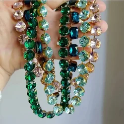 INS Luxury Shiny Crystal Claw Chain Necklace Multi-Color Optional Bohemian Exaggerated Clavicle Chain Big Bib Necklace Wholesale