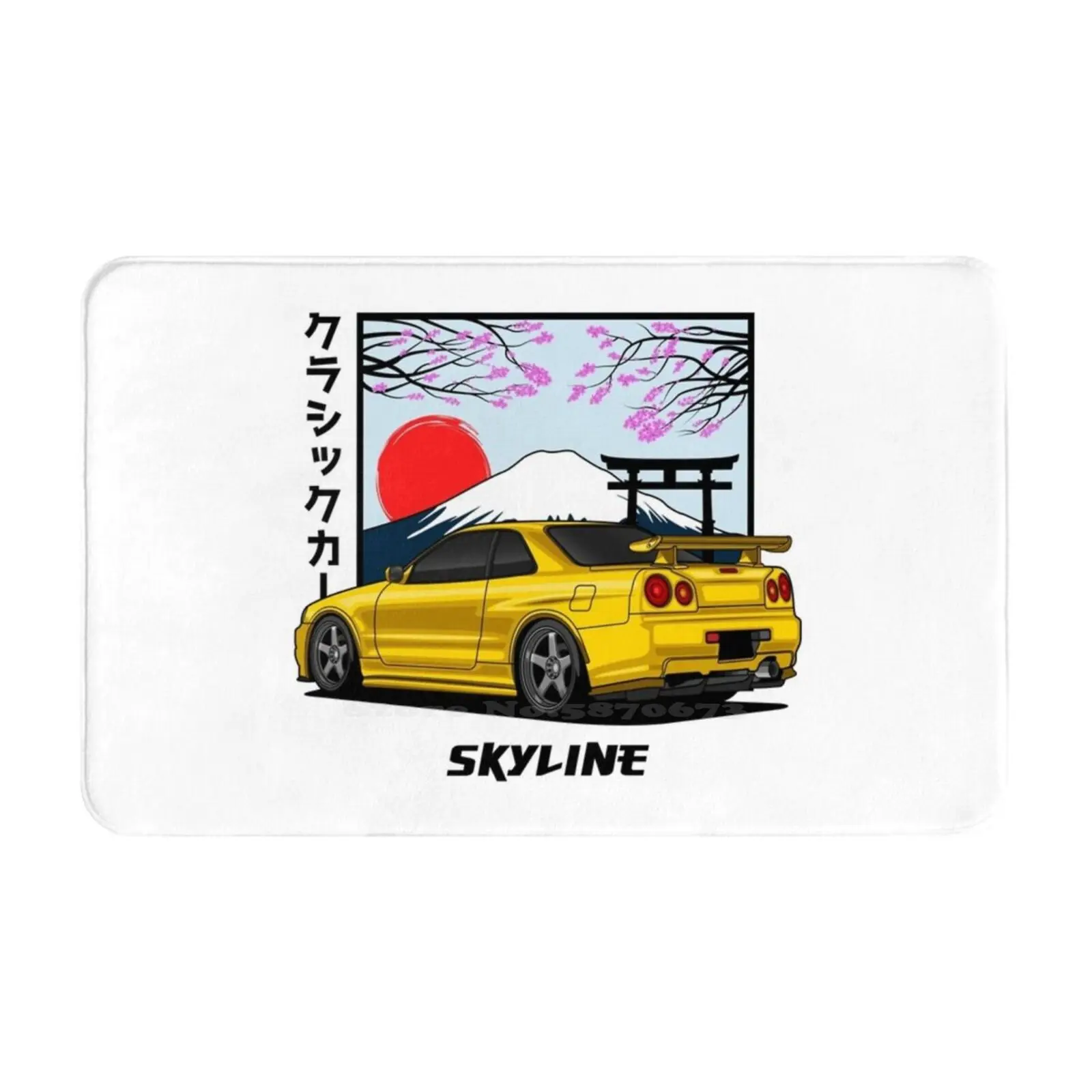 Jdm Yellow Skyline R 34 Gt R Soft Cushion Car Home Carpet Door Mat Bnr34 Skyline R34 R34 Gtr Gtr Skyline Rb26 Yellow Gtr R34