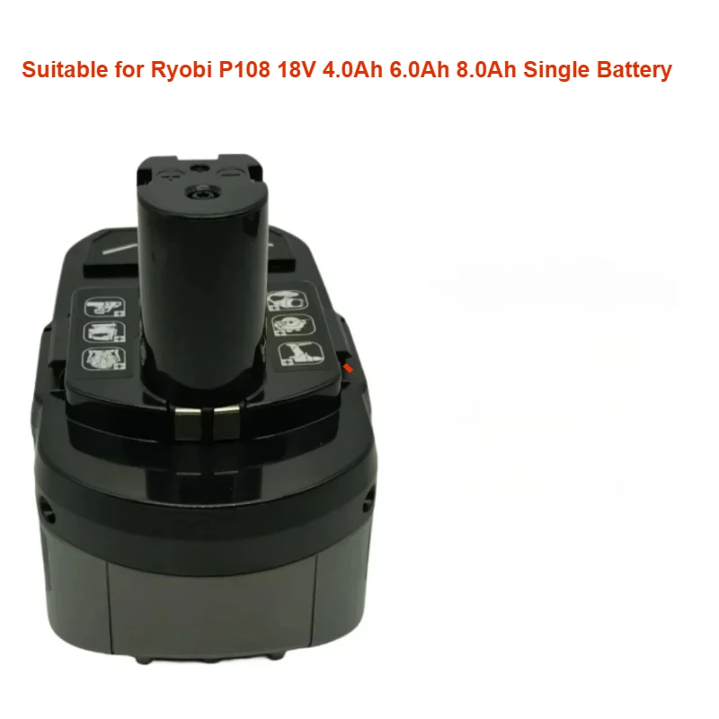 Suitable for Ryobi P108 18V 4.0Ah 6.0Ah 8.0Ah Single Battery  Lithium-ion Power Tool P104 P107 RB18L50 RB18L20 P108