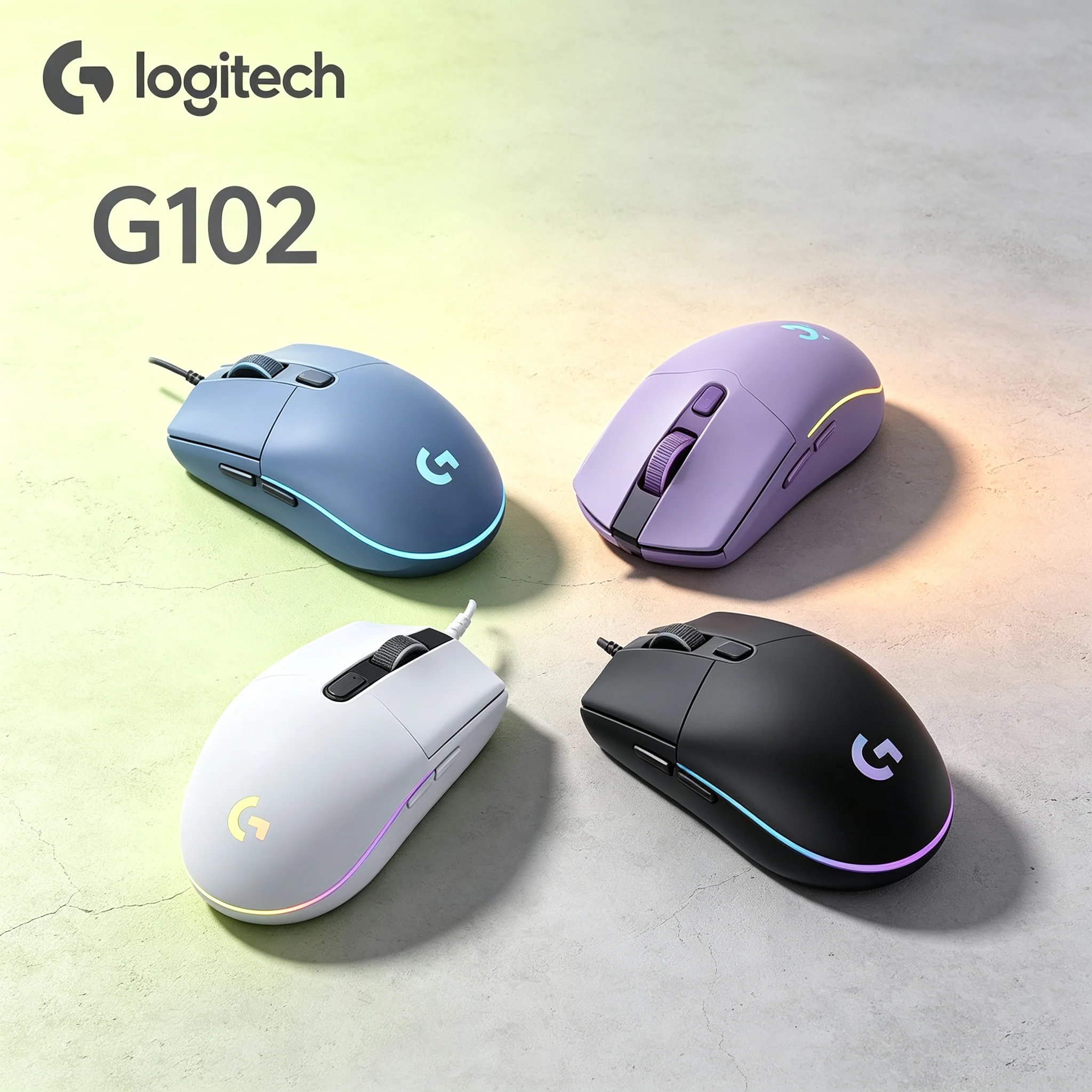 Smooth Click Logitech G102 Wired Gaming Mouse RGB For CS PUBG LOL League of Legends Valorant Gaming Work PC Mice