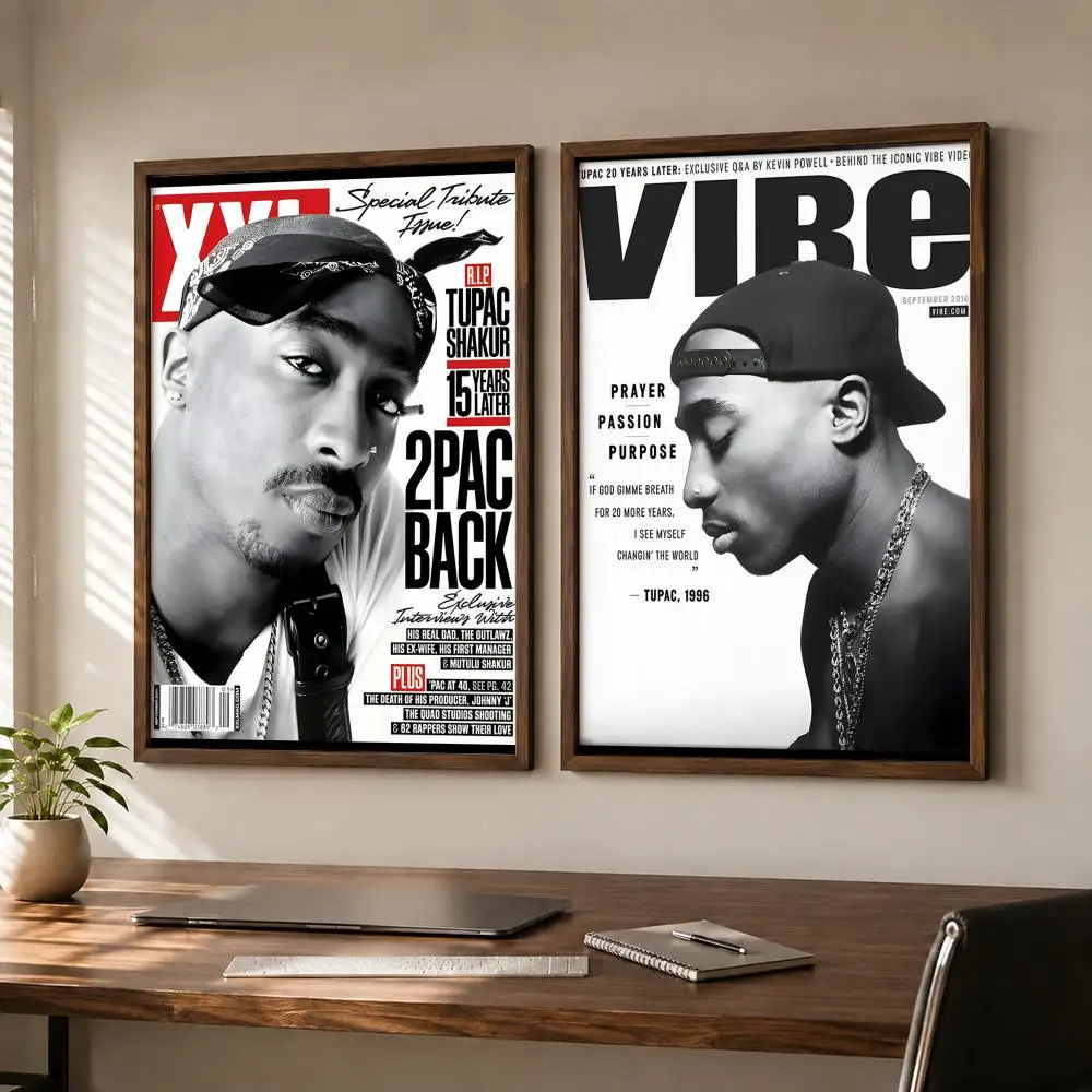 Rapper Tupac Shakur 2Pac Poster Self-adhesive Waterproof Paper Sticker Art Coffee House Bar Room Wall Decor