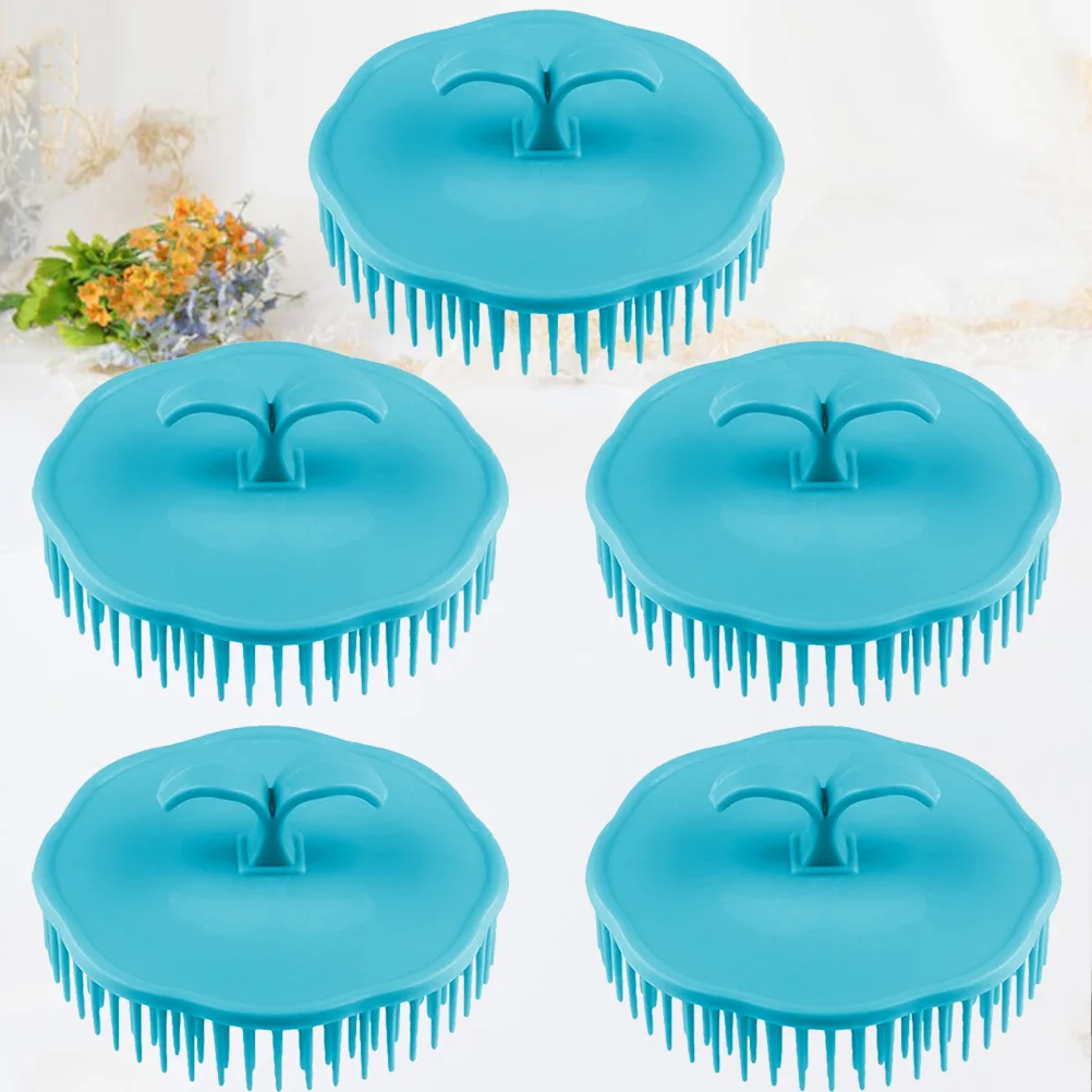 5PCS Plastic Hair Shampoo Brush Hairdressing Massage Combs Round Hair Cleaning Brush Portable Scalp Massage Brush Antipruritic S