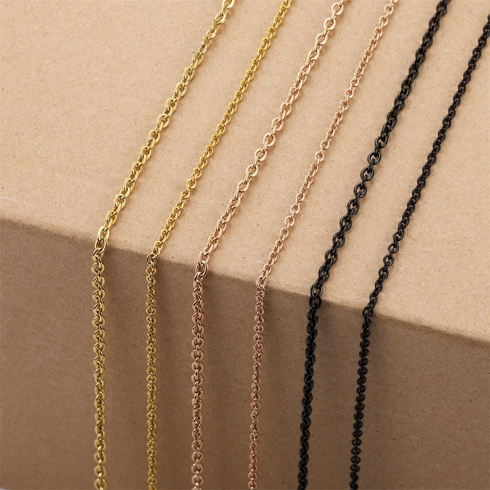 2-5m/lot 1.2-3mm Stainless Steel Width Cross Gold Necklaces Chains Bulk Link Chains For DIY Chains Jewelry Making  Accessories