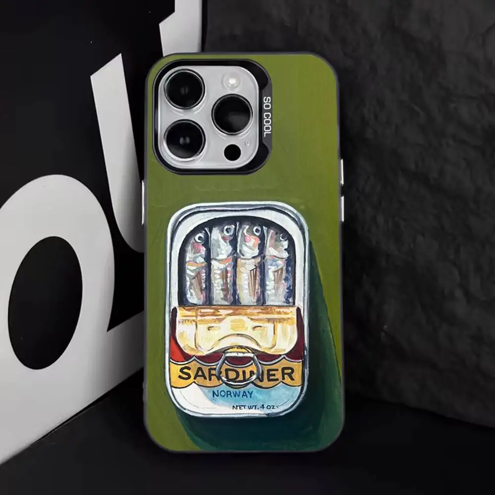 Fish Funny Sardines Phone Case For iPhone 17,16,15,14,13,12,11,Pro,Max,Plus,E,Air,Mini Black Tpu Cover