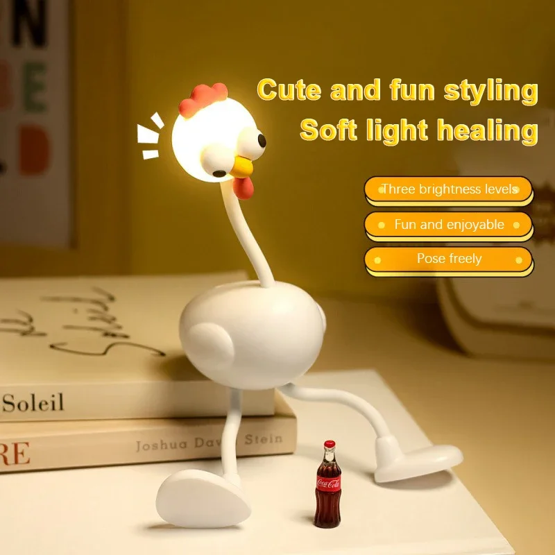 Mini Chicken Night Light Adjusting Table Lamp Portable Reading Light Easy Fixed Octopus Tentacles Desktop Fun Pieces Toy Lamp