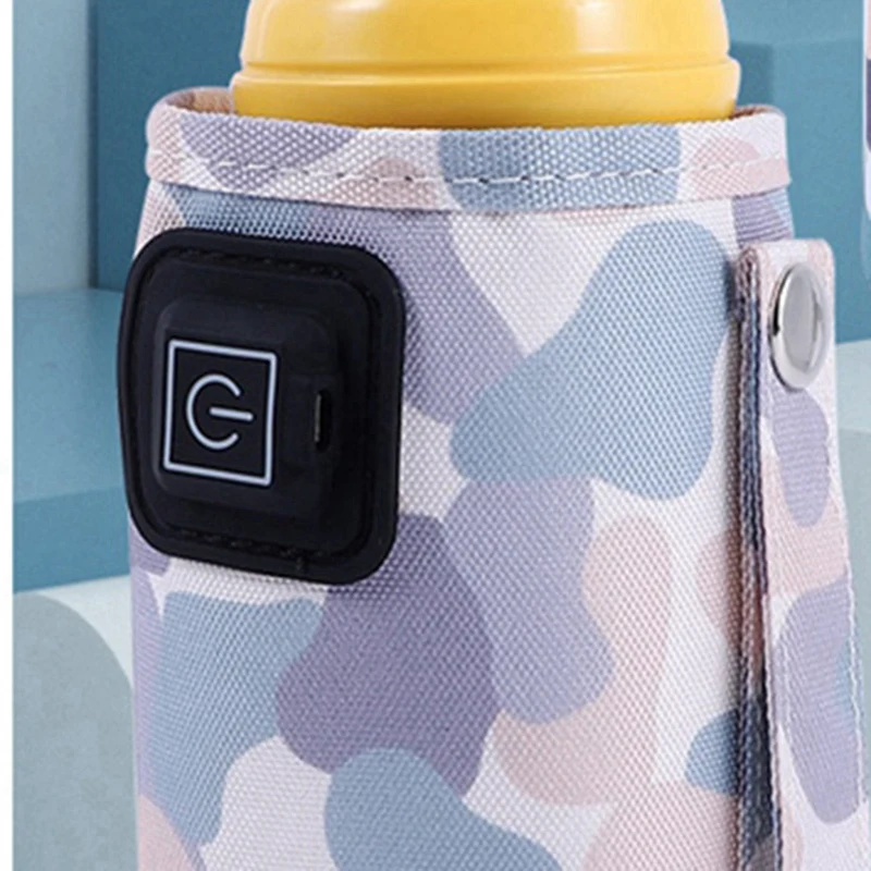 2X Universal USB Milk Water Warmer Travel Stroller Insulated Bag Baby Nursing Bottle Heater Camouflage Grey-White