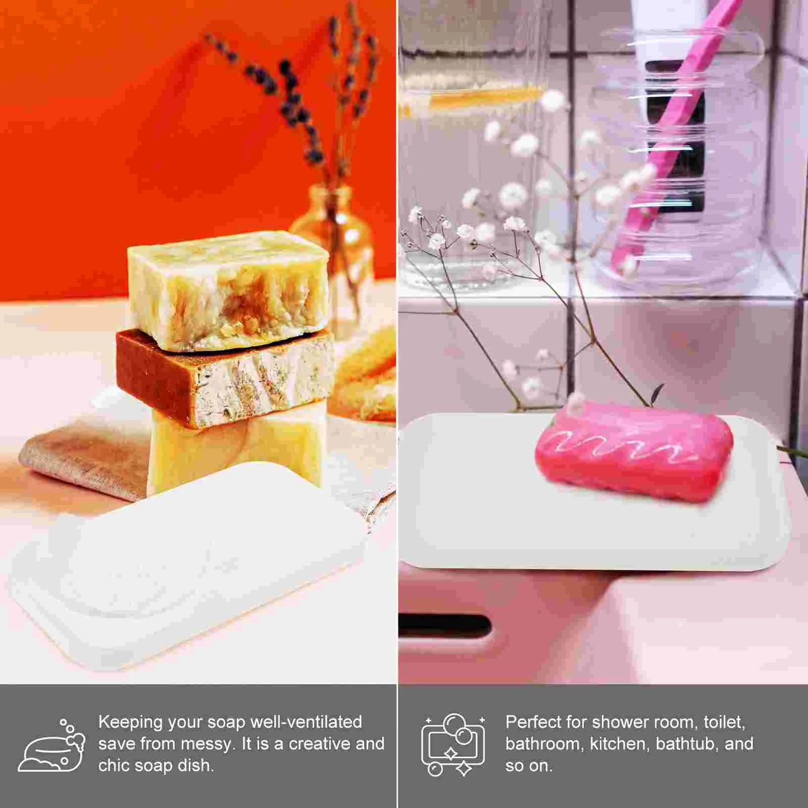 Silicone Draining Tray Soap Holder for Kitchen Sink Sponge Bathroom Decorative Rest Home Supplies Square