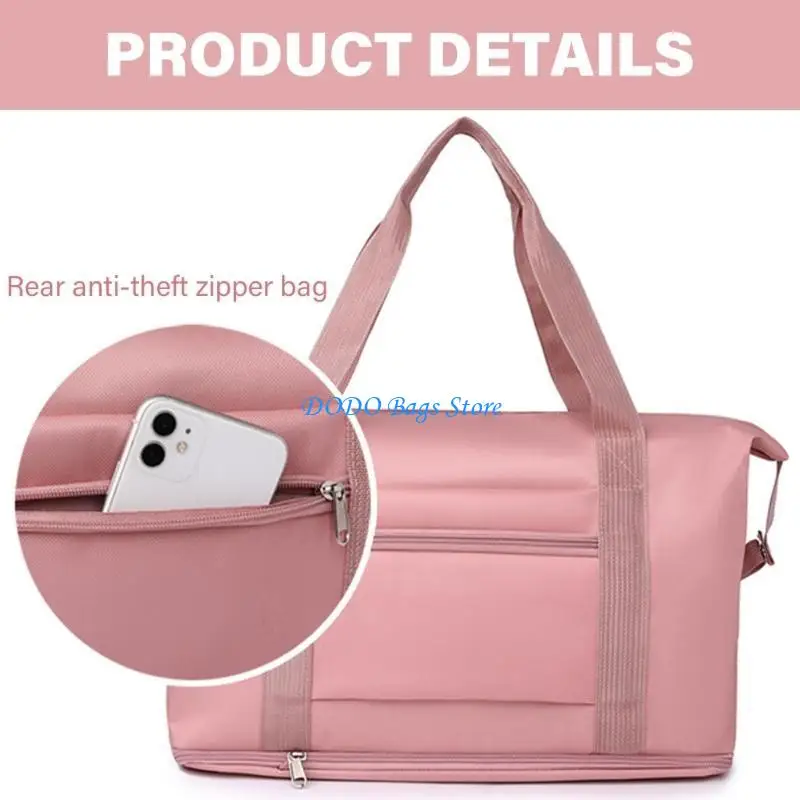 

Travel Hospital Bag With Wet Pocket And Trolley Sleeve Large Expandable Handbag