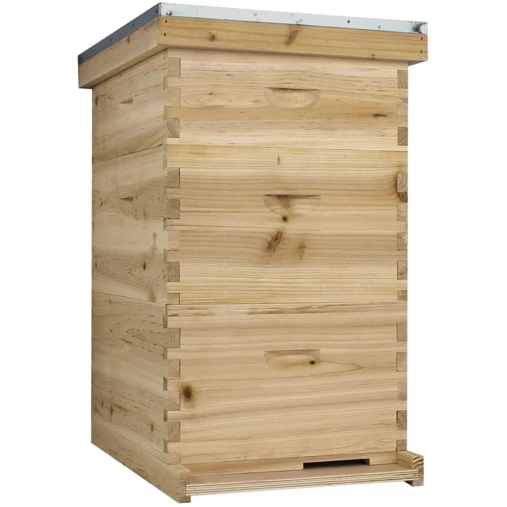 

Starter 10 Frame Beehive Kit - Includes 2 Hive Bodies, 1 Super Box, Pine Frames, Wax Coated Foundations and More