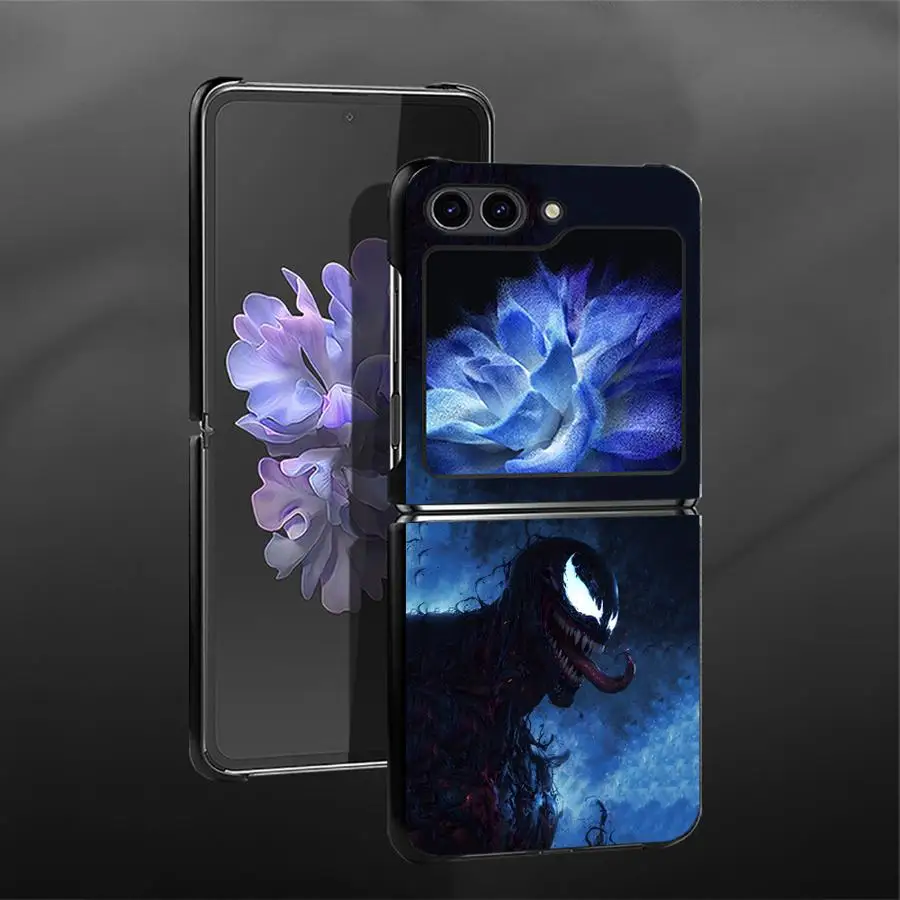 마블 어큐러시티 베놈 하드 폰 커버 케이스 (삼성 갤럭시 Z플립5 Z플립7 FE Z 플립 7 6 5 4 3 Z플립3 Z플립4 Z플립6 용)