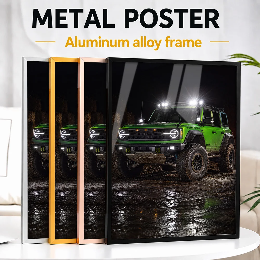 American Bronco Raptor Eruption Green Car Metal Poster With Aluminum Alloy Frame Personalized Speed Culture Wall Art For Garage