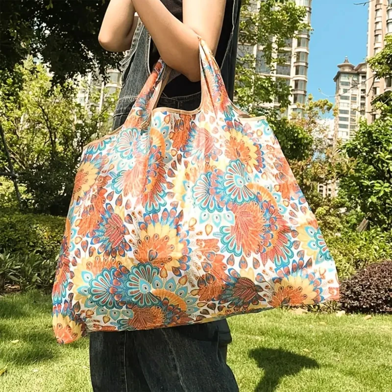 Shopping Bag Foldable Portable Handbag Large-capacity Eco-friendly Supermarket Shopping Bag Women Shoulder Bag Home Organization