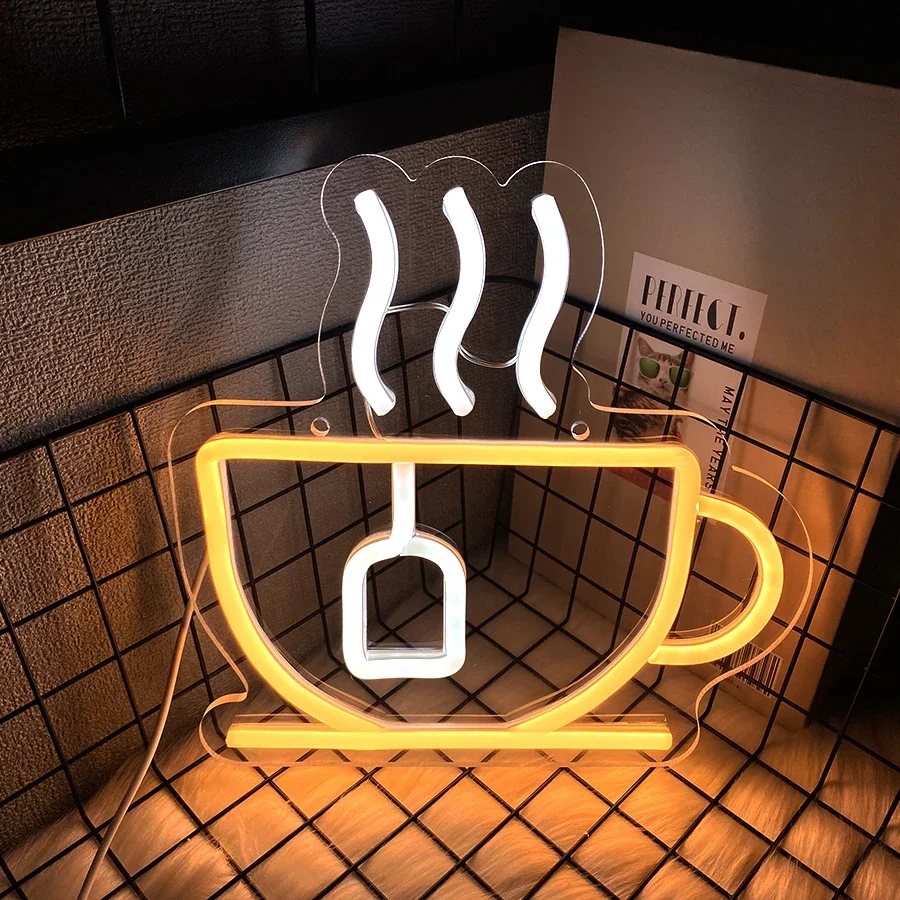 

Неоновая вывеска «Кофе» для кафе, магазина, ресторана, декора кухни, подарок для любителей кофе, светодиодная вывеска в виде чашки, USB-питание.