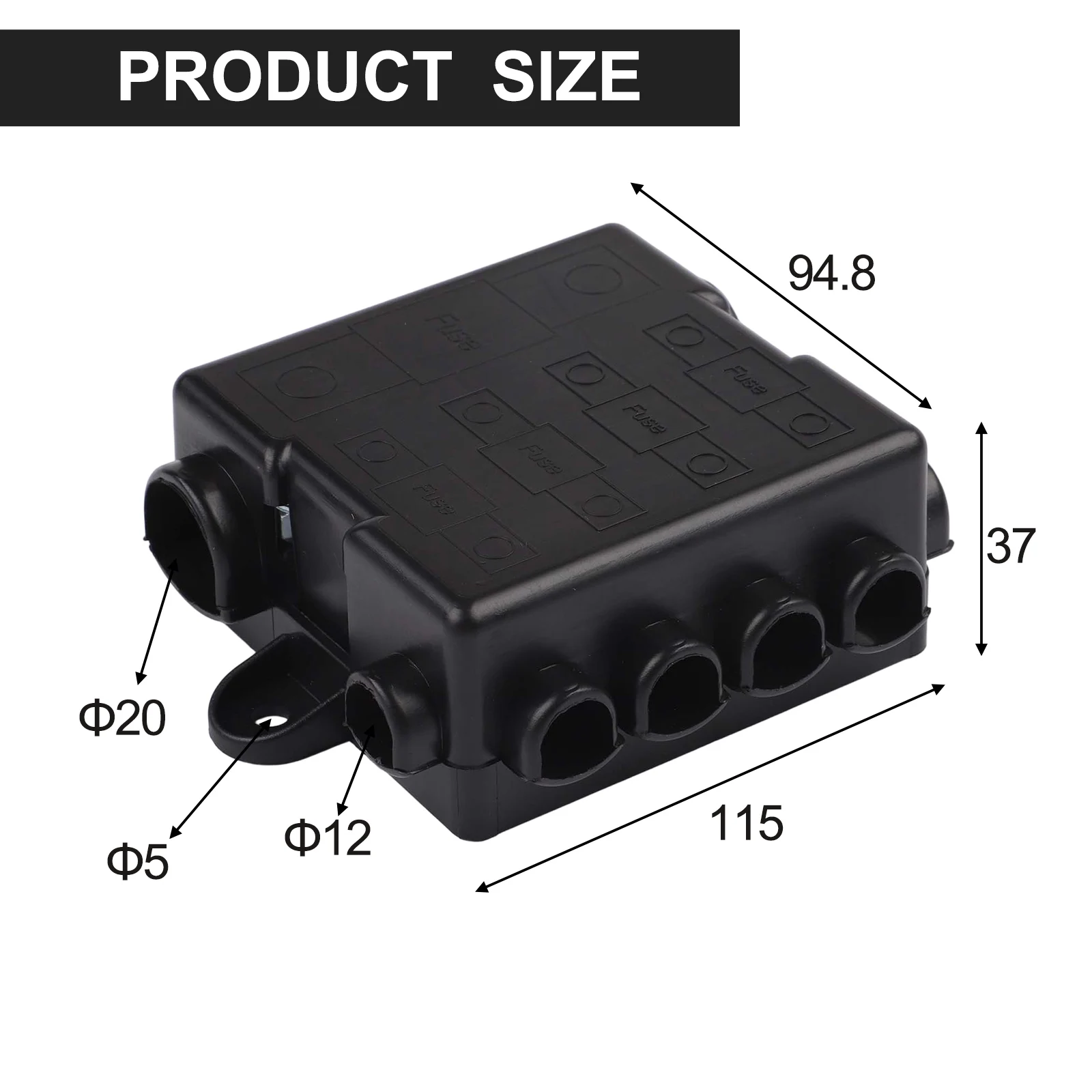 

For Electrical Systems Automotive Marine 5-way Fuse Box Power Distribution 12V And 24V Applications Heavy-duty Polycarbonate