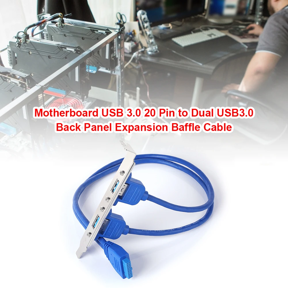 

Полноразмерный кронштейн материнской платы USB 3.0, расширение задней панели, 20-контактный к двойному перегородке USB3.0 для ПК, компьютера