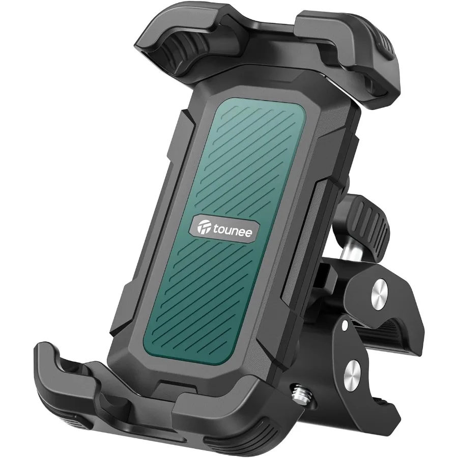Motorcycle Phone Holder Mount with Dual Vibration Dampener for Secure Riding ToolFree Handlebar Clip Design Compatible w