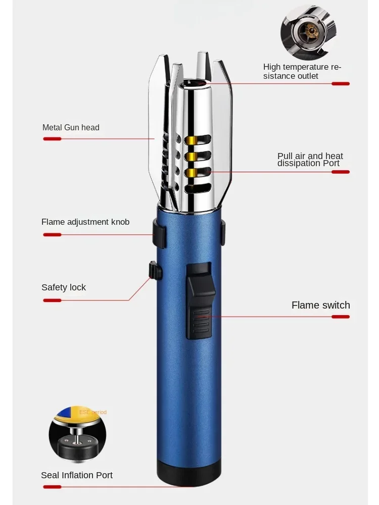 New Inflatable Windproof Lighter with High Appearance Outdoor Portable Spray Gun Barbecue Baking Igniter Available for Wholesale