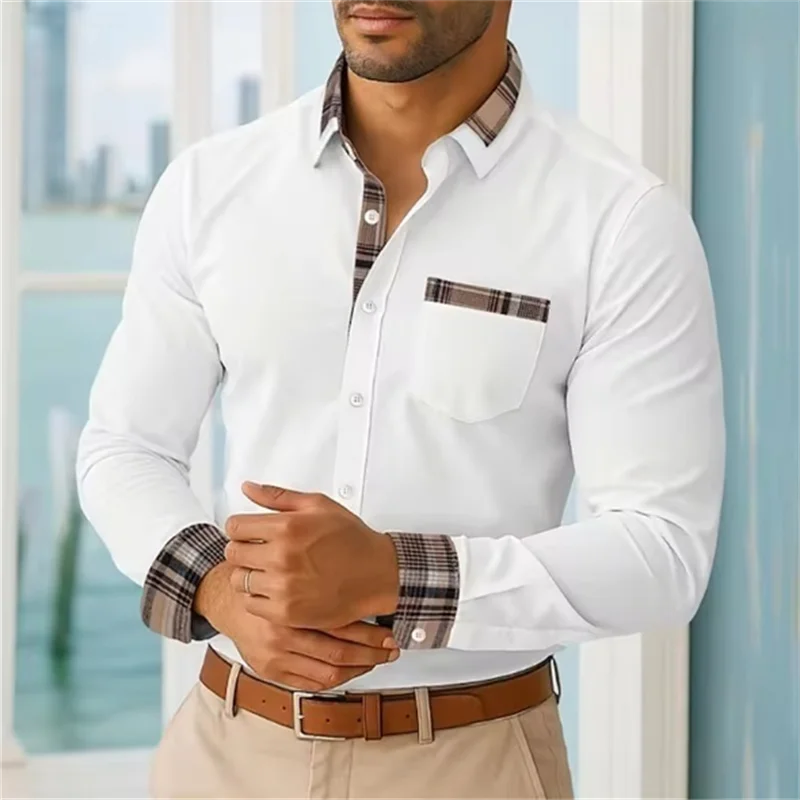 

Casual men's long sleeved shirt, fashionable trend, business formal wear, high-quality comfortable fabric, street outdoor