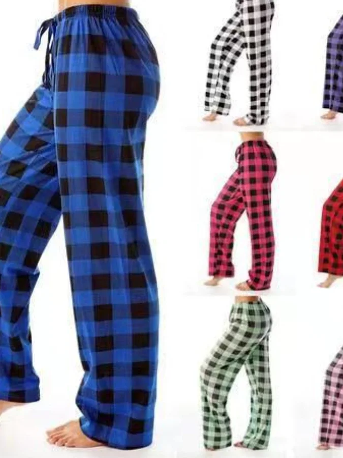 

Женские повседневные брюки в клетку с принтом, свободные длинные брюки, весенняя мода, большие размеры, эластичная талия, полиэстер, материал