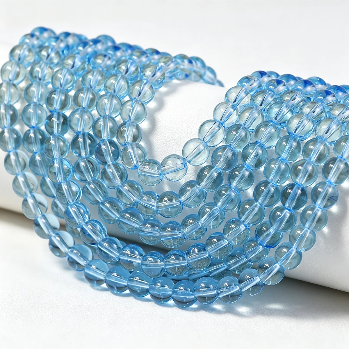 50-150Pcs 8mm Sky Blue Transparent High Quality Glass Loose Beads for Jewelry Making Bracelet Necklace Keychain DIY Accessories