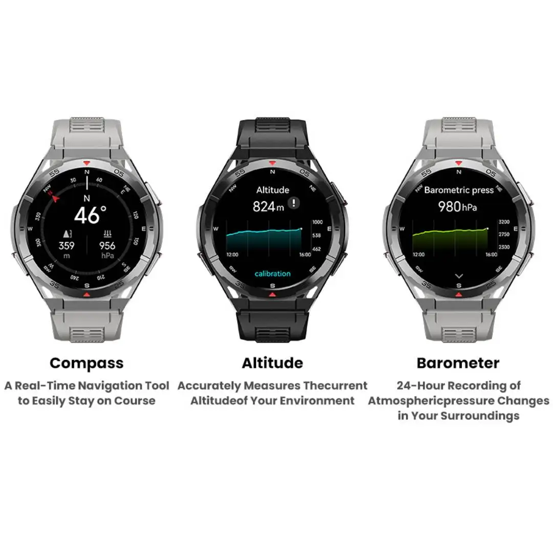 LEADOYS AMOLED ساعة ذكية مع بوصلة رياضية GPS الارتفاع ضغط الهواء بلوتوث دعوة 3ATM مقاوم للماء الصحة المقتفي 480mAh Bat