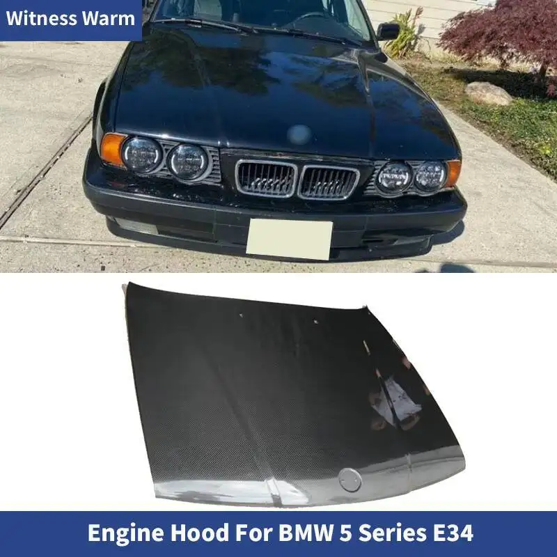 For BMW 5 Series E34 Tuning 1988-1995 Carbon Fiber/FRP/Engine Cover Bonnet Hood Car Body Kit