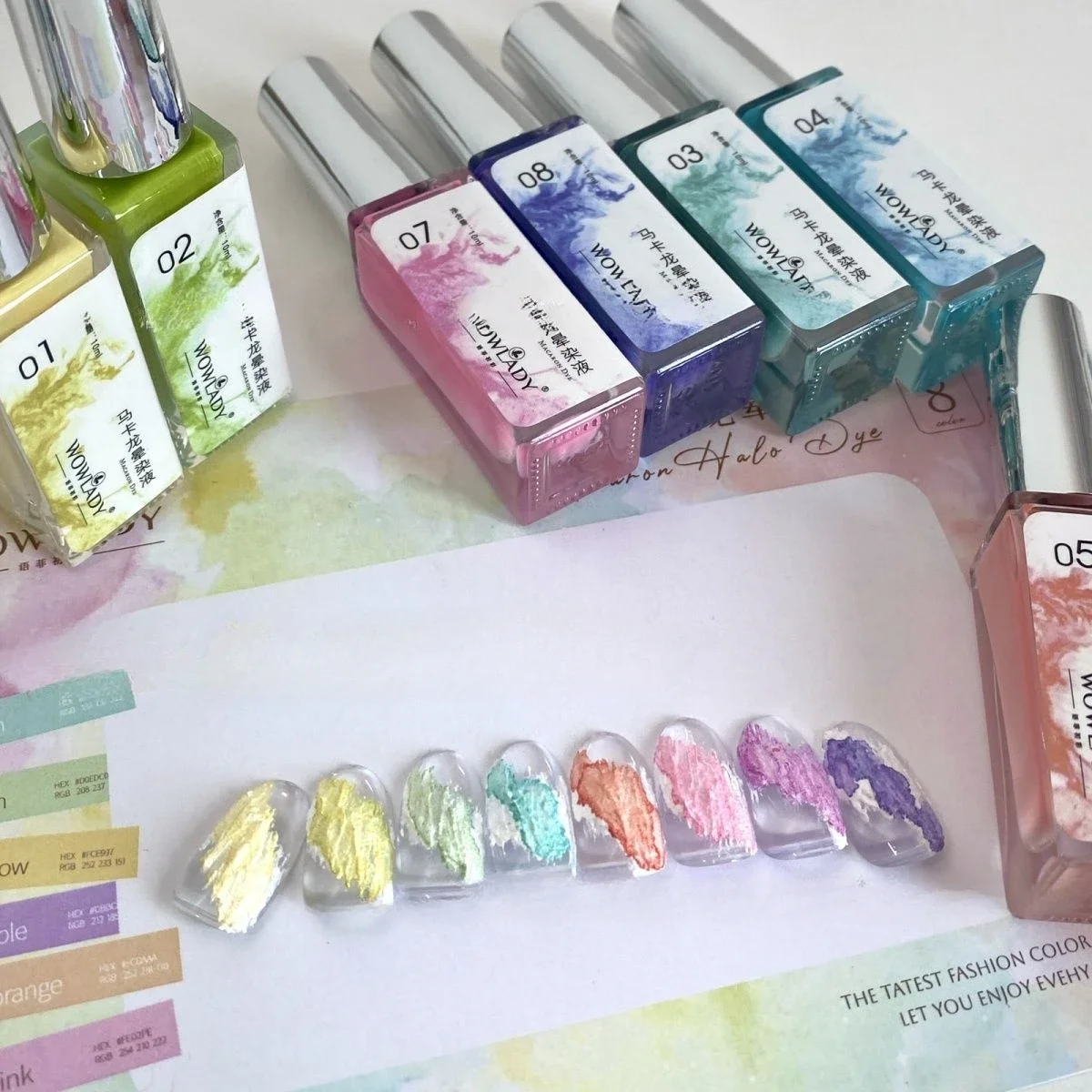 

8Colors 10ml Watercolor Ink Nail Polish Color Blossoming Effect Quick Dry Nail Art Design Macaron Gel Varnish Nail Decoration