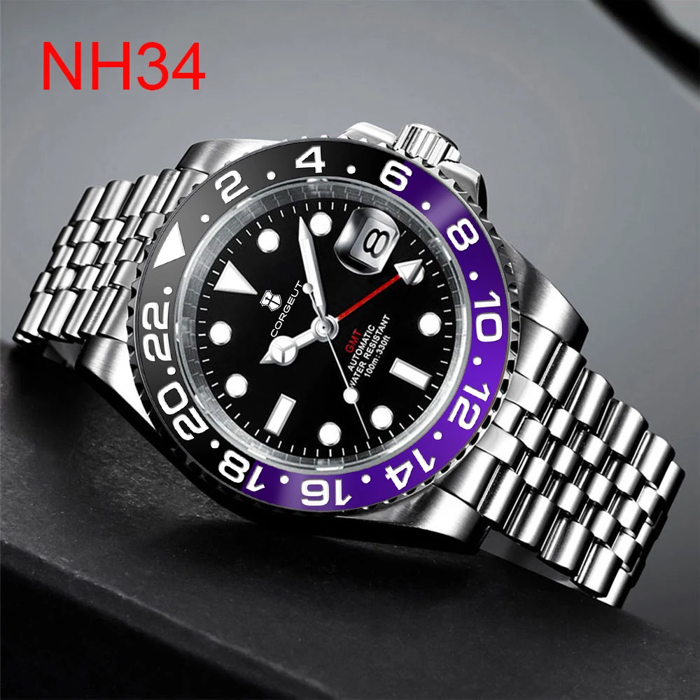2022 CORGEUT DESIGN NH34 Movt New Business Men Mechanical Wristwatches100M Waterproof Sapphire Glass Watch for Men