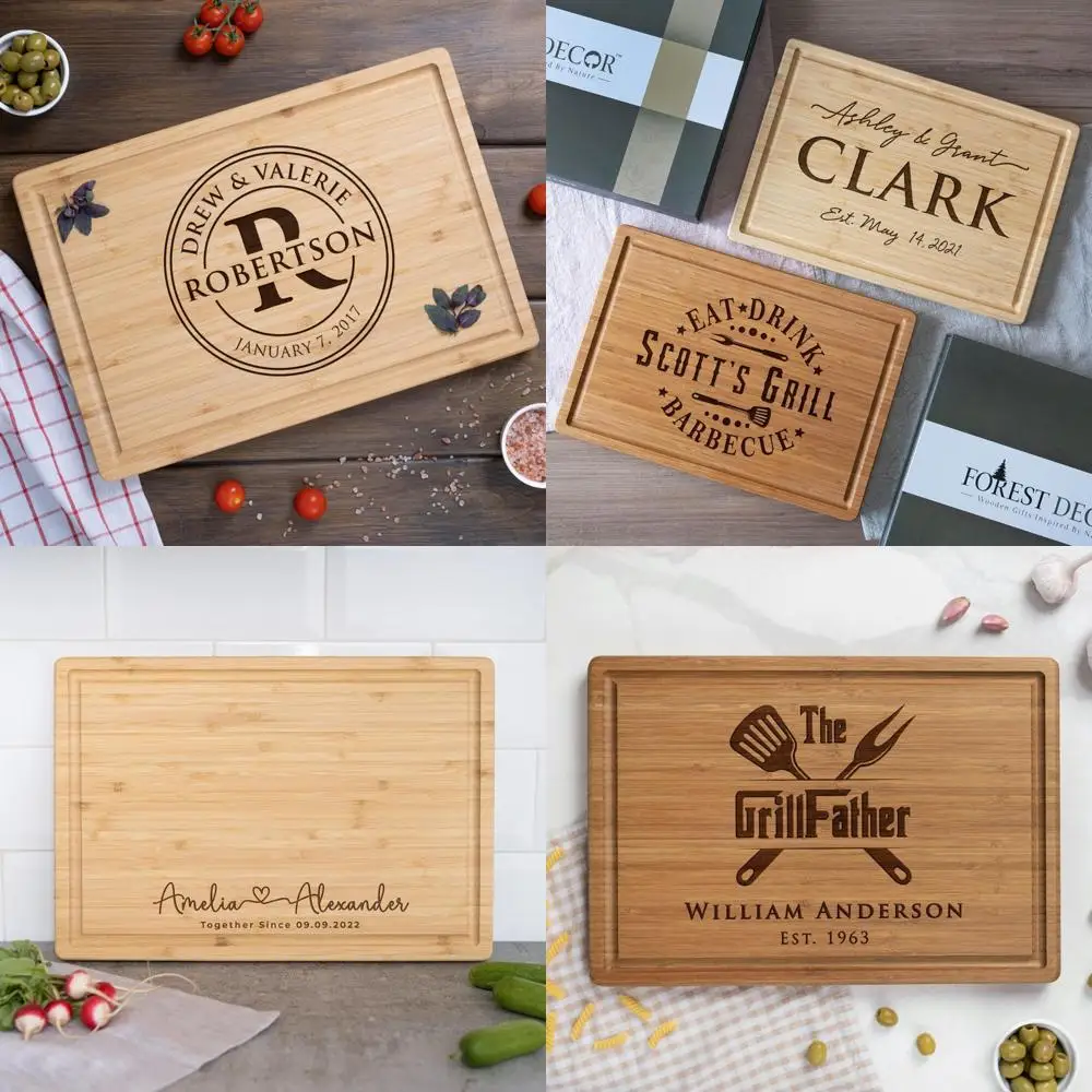 

Engraved Personalized Cutting Board for Weddings, Mom, Housewarming, and Couples