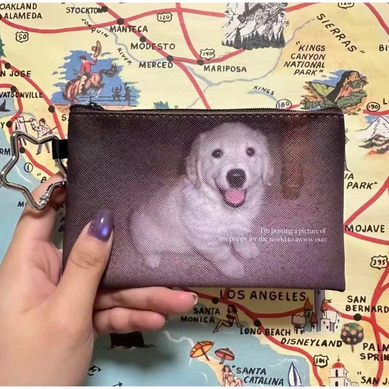 Niedliche Mini-Geldbörse mit Hundemuster für Damen, Y2K Retro Reißverschluss-Münzbörse, Leichte Tragbare Kosmetiktasche, Kartenhalter – Detail 2