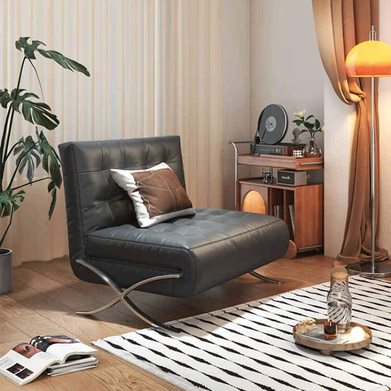 

Single sofa bed, foldable dual purpose living room, small unit, retro Barcelona balcony, black lazy sofa chair