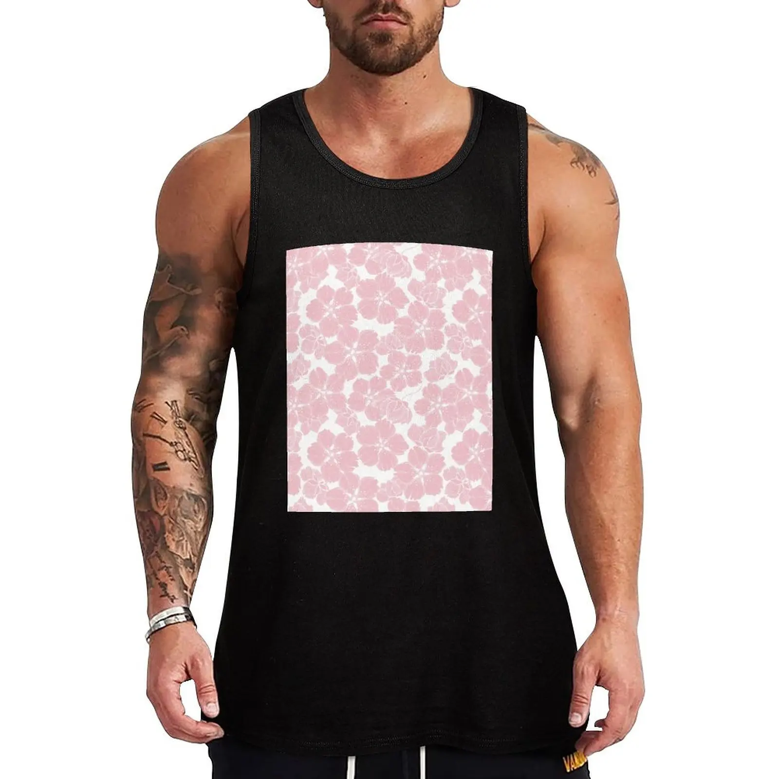 Nursery pink sakura flowers. Japanese cherry floral. Kids blossom. Tank Top Dry Fit Tank Top Moisture Wicking Sports Sleeveless