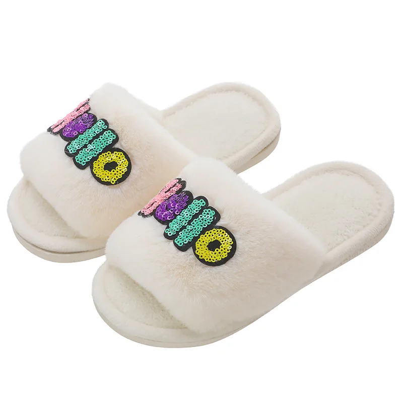 Kids Slippers 2023 Winter Girls Fashion Brand Warm Fur Beach Sandals Baby Boys Toddler Outdoor Slides Non Slip Shoes Soft Sole