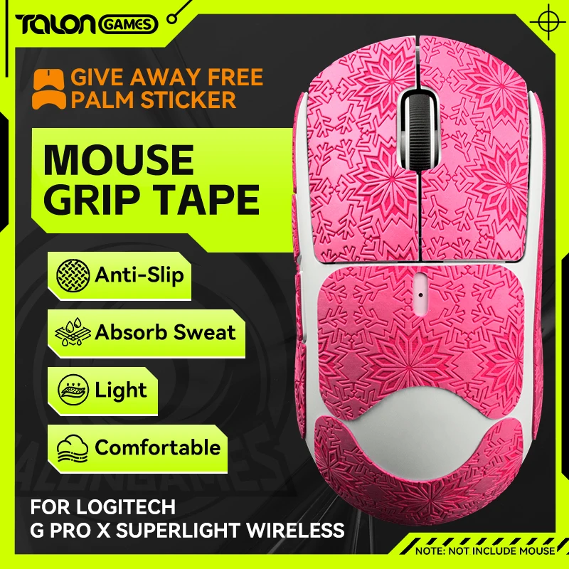 

Pink TALONGAMES Mouse Grip Tape Snow Pattern For Logitech G PRO X Superlight,Palm Sweat Absorption,All Inclusive Anti-Slip Tape