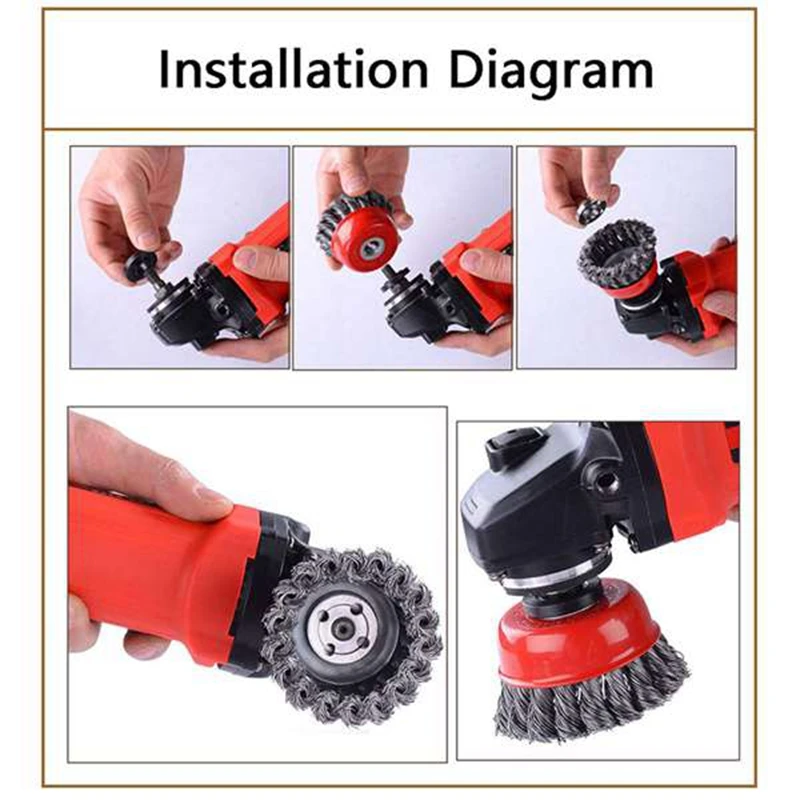 4 قطعة 3 بوصة سلك ملتوي مجموعة عجلات الأسلاك على شكل وعاء القرص الملتوية سلك تلميع وإزالة الصدأ عجلة