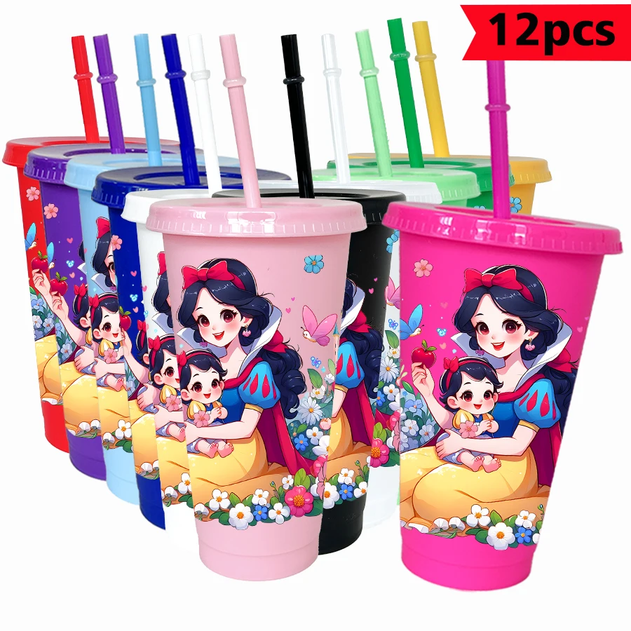 

12pcs/pack Disney Snow White flower 26oz multicolor plastic water cup party drinkware birthday/back to school gift