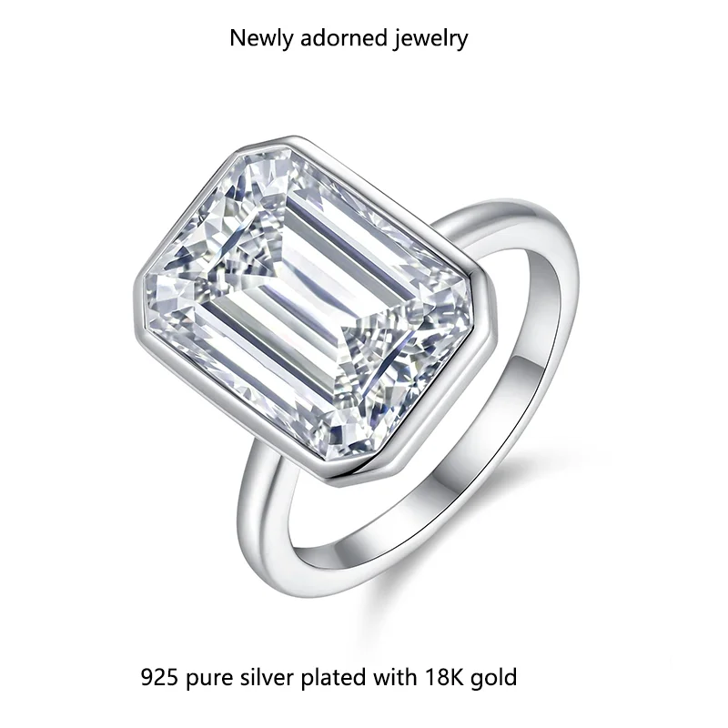 

Exquisite handmade minimalist and fashionable princess cut closure ring made of pure sterling silver S925 with a D-color moissan