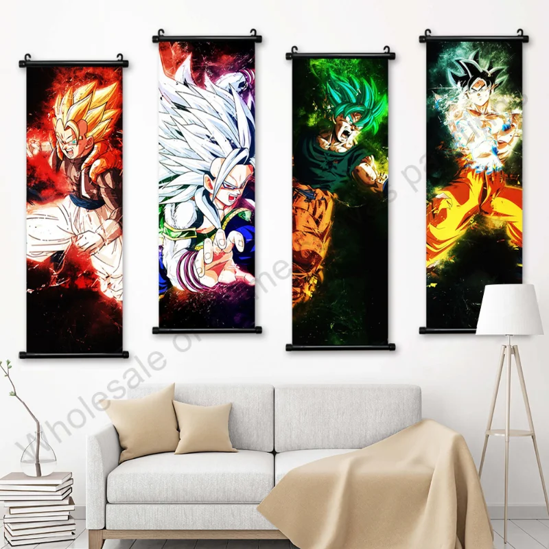 Janpanese Poster Home Decor Canvas Print Anime Picture Dragon Ball Painting Wall Artwork Super Saiyan Frieza Hanging Scroll