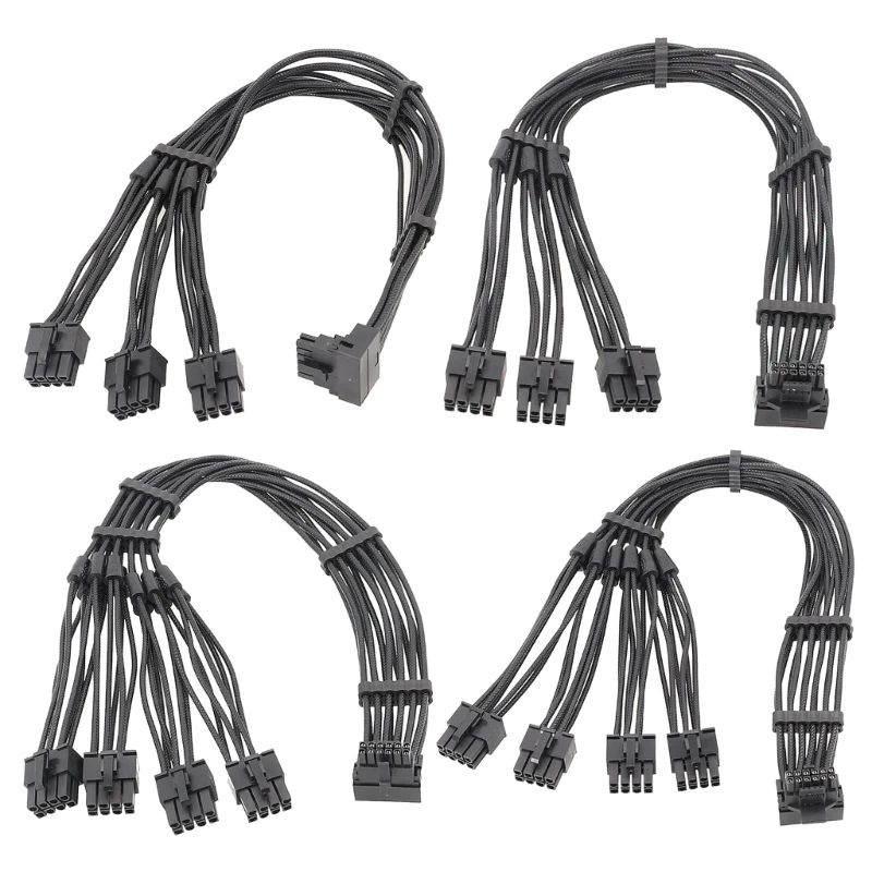 3x 4x 8Pin Male to 12VHPWR PCIE5.0 16Pin ATX3.0 Modular Cable for RTX40 Series Graphics Cards Reliable Connection Cord