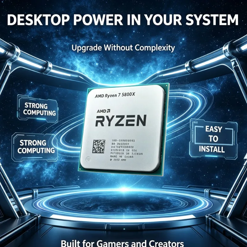 Ryzen7 5800X For DIY Desktop Assembly AM4 CPU 8‑Core 16‑Thread 3.8‑4.7GHz 32MB L3 Cache 7nm DDR4 No Fan