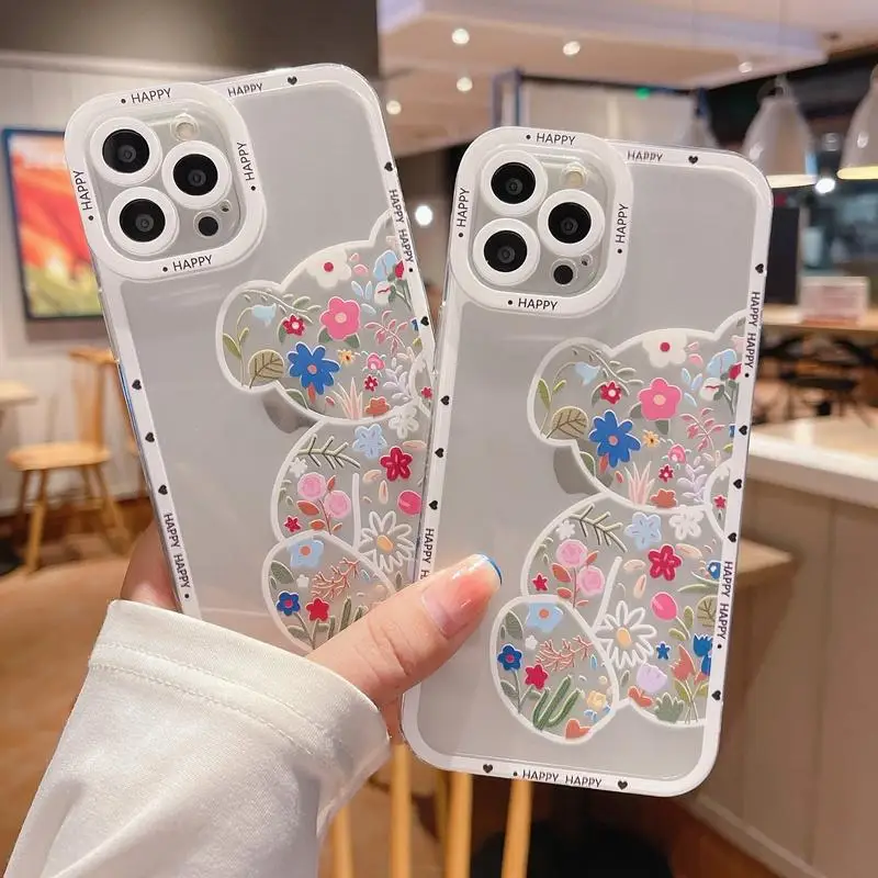 Case For Infinix Hot 11S NFC 20i 12i 10i 11 20 9 Play 10 10S 8 9 Note 12 G96 11 Smart 7 cover Flower Bear Soft Clear TPU