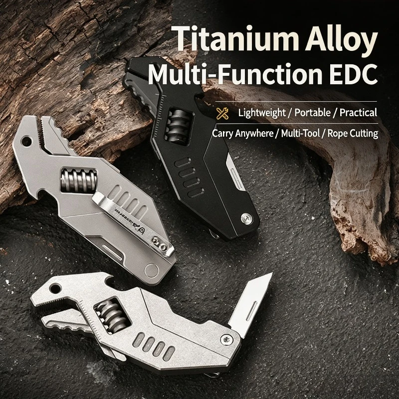 Portable EDC Wrench Titanium Alloy Folding Utility Tool Outdoor Camping  Pocket Multi‑Function Tool For Camping Hiking