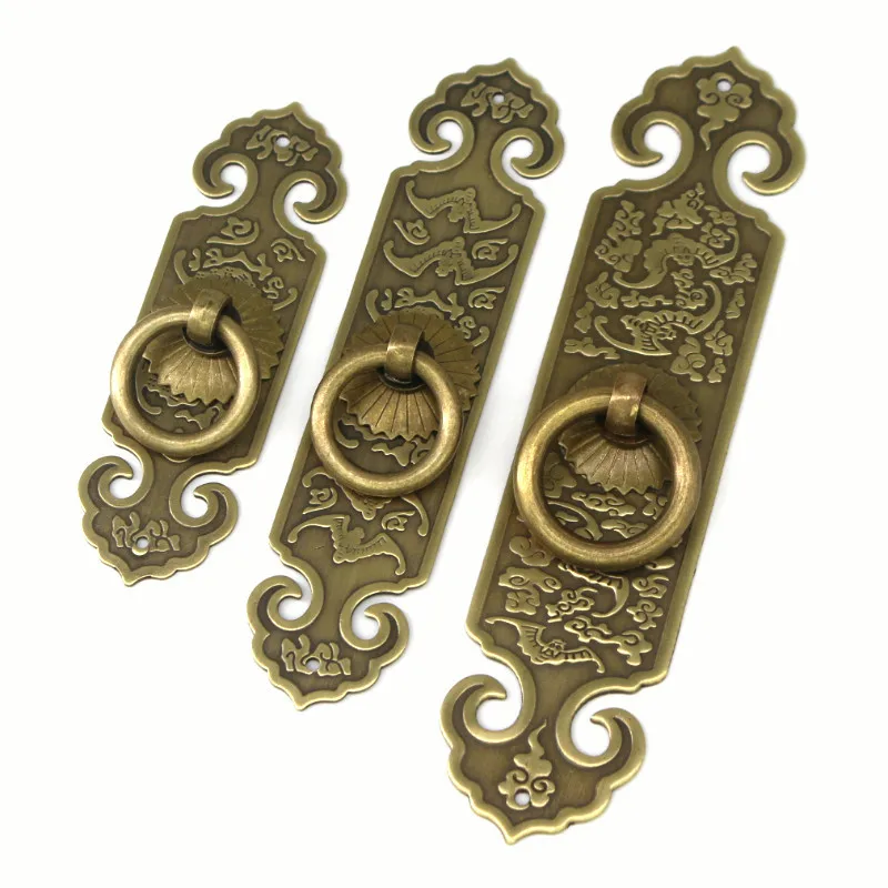 

2 Pieces of Chinese Antique Furniture, Brass Surface Mounted Bookcase, Wardrobe, Cabinet Handle, Cabinet Door Hardware Handle