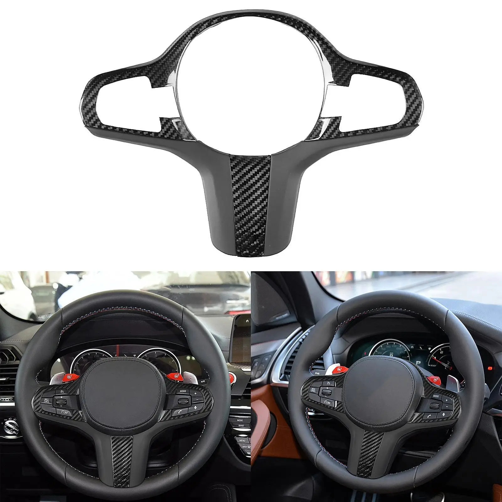 

Steering Wheel Cover Replacement, Car Steering Wheel Supplies Component Button Frame Cover Trims Protection for 7 Series