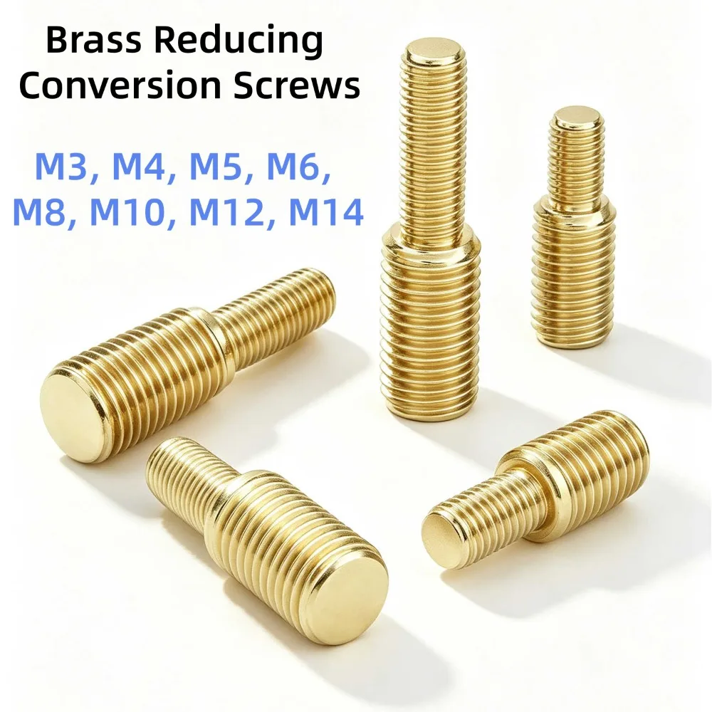 Brass Large & Small Head Reducing Thread Adapter M3~M14 Male to Male Double End Conversion Screw Camera Mounting Bolt